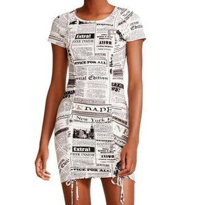 NWT 🌟 Host Pick 🌟 MADDEN GIRL NEWS PRINT CINCHED T-SHIRT DRESS - Large